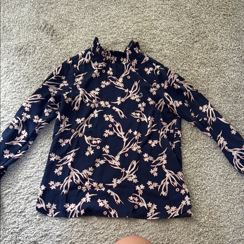 Chase uniform Lands' End Blue Pink Long Sleeve Button Down Shirt